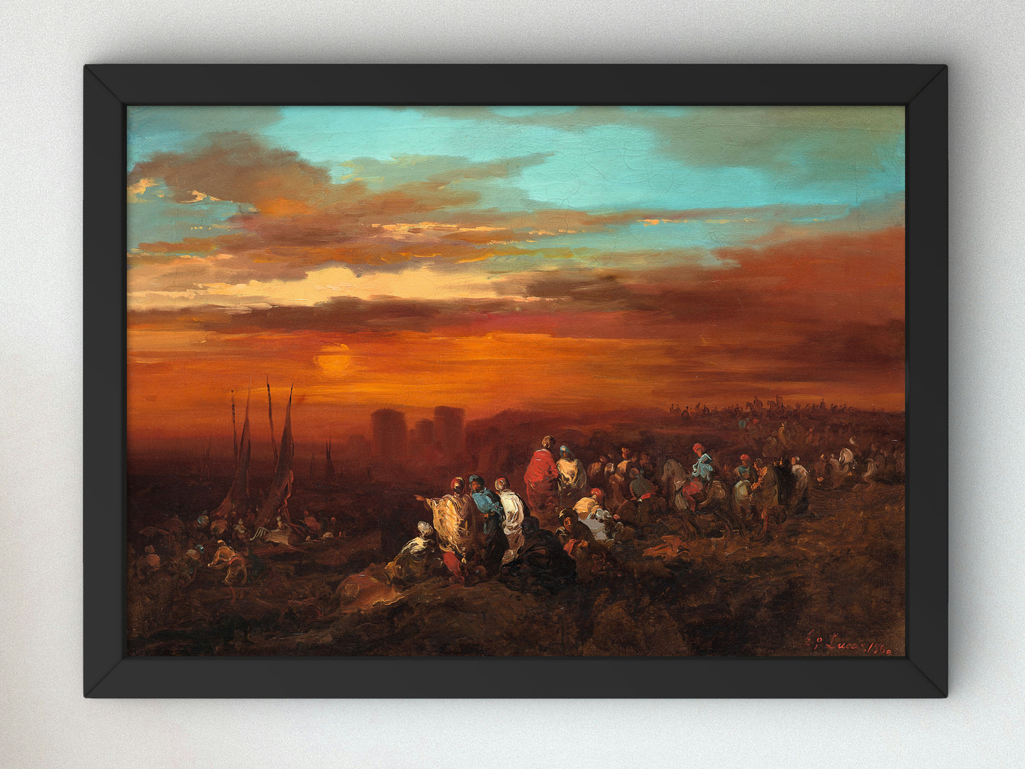 Moorish Scene at Sunset by Eugenio Lucas Velázquez 1860, Wall Art Print, Fine Art Reproduction, Museum Quality Decor, Poster