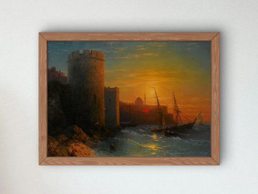 Sunset over Constantinople by Ivan Konstantinovich Aivazovsky 1861, Wall Art Print, Fine Art Reproduction, Museum Quality Decor, Poster