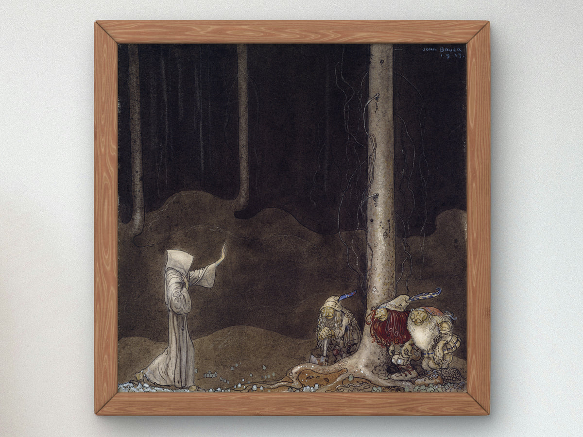 Brother St. Martin and the Three Trolls by John Bauer 1913, Wall Art Print, Fine Art Reproduction, Museum Quality Decor, Poster