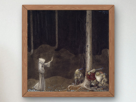 Brother St. Martin and the Three Trolls by John Bauer 1913, Wall Art Print, Fine Art Reproduction, Museum Quality Decor, Poster