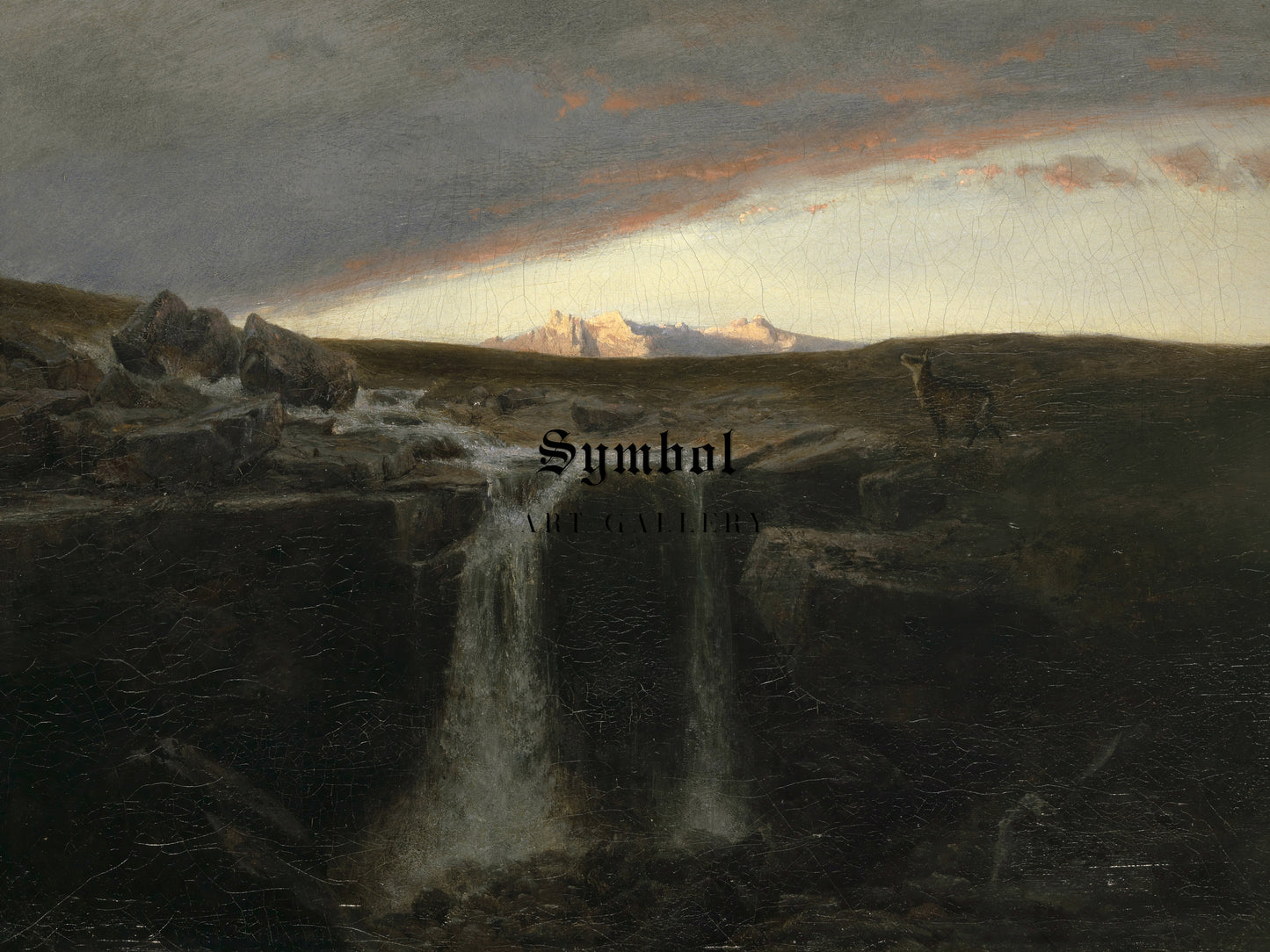 Mountain Landscape with Waterfall by Arnold Böcklin 1849, Wall Art Print, Fine Art Reproduction, Museum Quality Decor, Poster