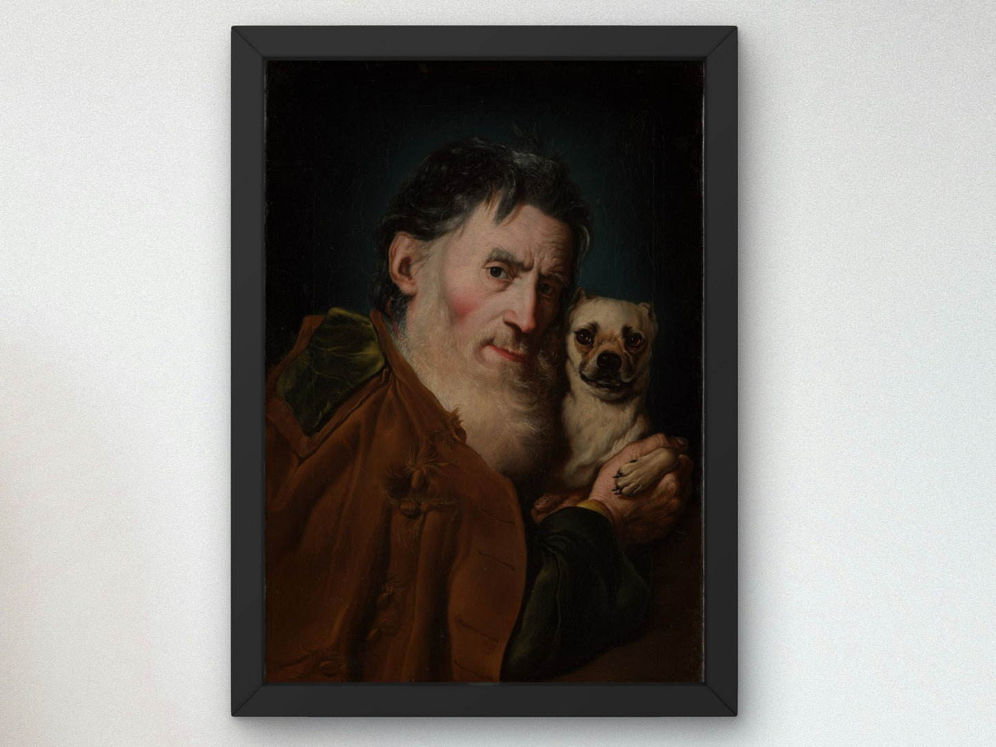 An Old Man with a Dog by Giacomo Ceruti 1740, Wall Art Print, Fine Art Reproduction, Museum Quality Decor, Poster