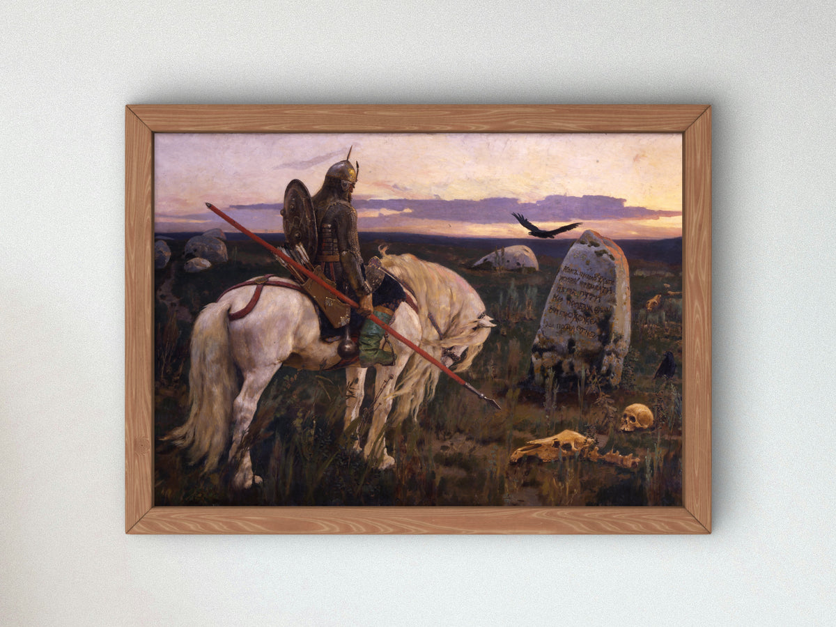 The Knight at the Crossroads by Viktor Vasnetsov 1882, Wall Art Print, Fine Art Reproduction, Museum Quality Decor, Poster