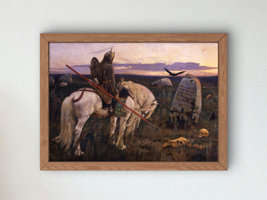 The Knight at the Crossroads by Viktor Vasnetsov 1882, Wall Art Print, Fine Art Reproduction, Museum Quality Decor, Poster