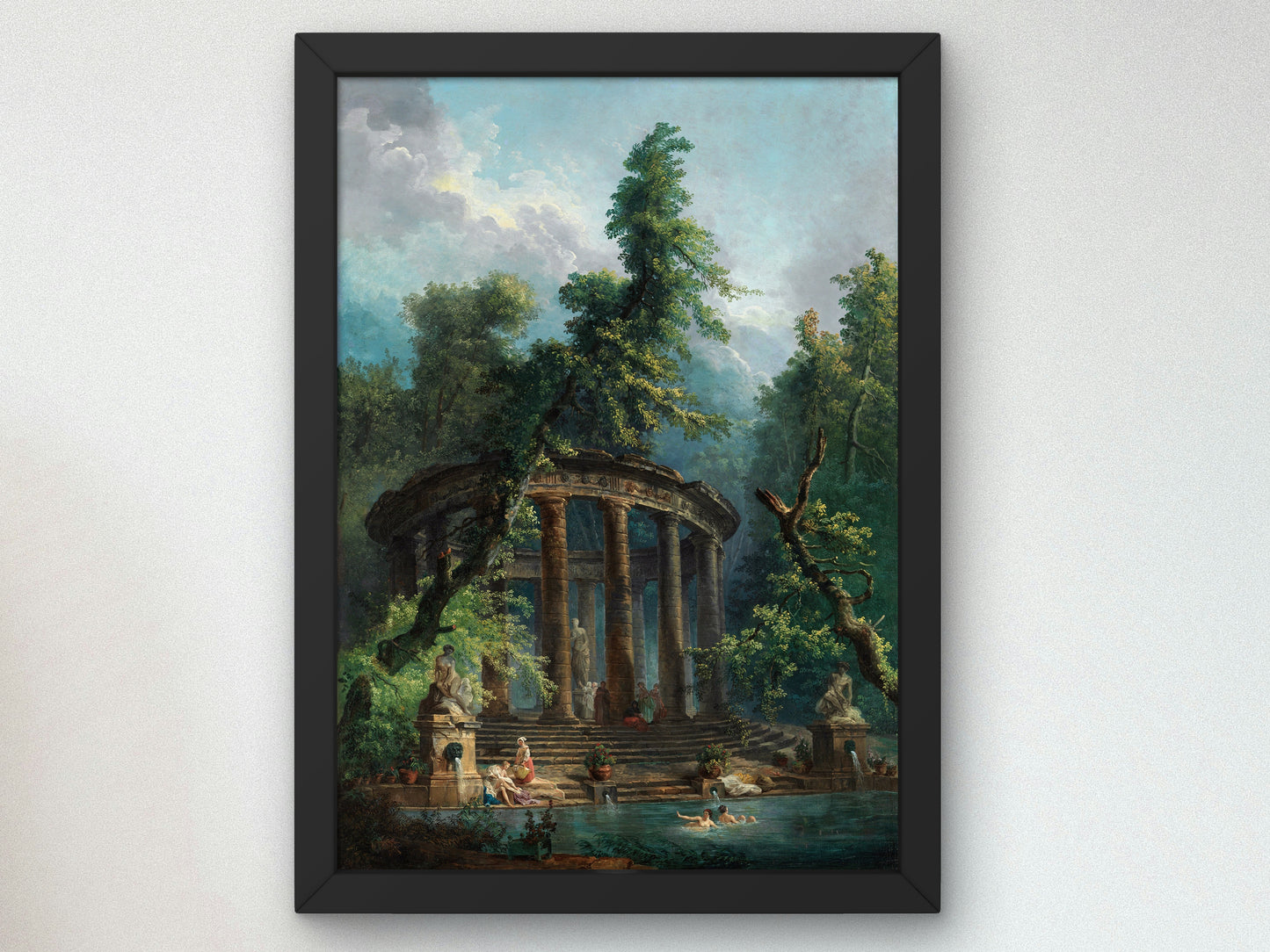The Bathing Pool by Hubert Robert 1784, Wall Art Print, Fine Art Reproduction, Museum Quality Decor, Poster