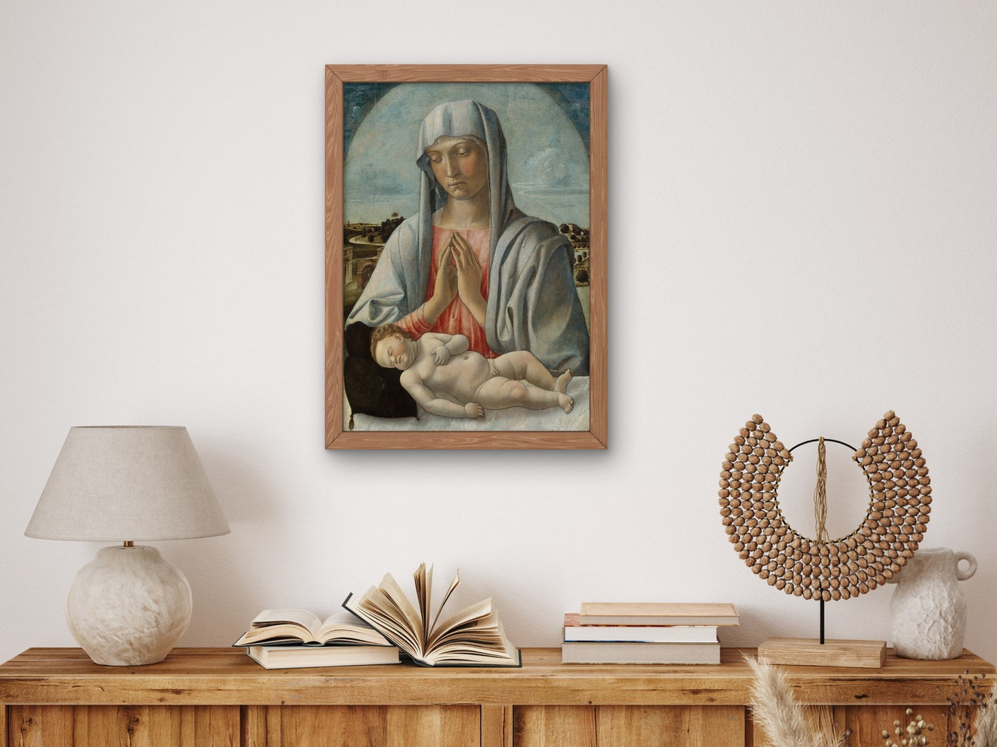 Madonna Adoring the Sleeping Child by Giovanni Bellini 1460, Wall Art Print, Fine Art Reproduction, Museum Quality Decor, Poster