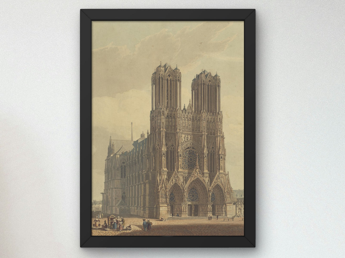 Portail de l'église Cathédrale de Rheims by Charles Wild 1823, Wall Art Print, Fine Art Reproduction, Museum Quality Decor, Poster