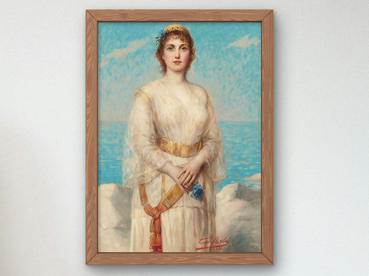 A Maiden on the Shore by Léon Herbo 1891, Wall Art Print, Fine Art Reproduction, Museum Quality Decor, Poster
