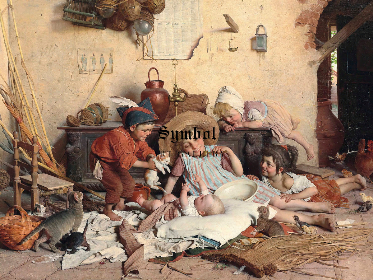 Childhood Joys by Gaetano Chierici 1895, Wall Art Print, Fine Art Reproduction, Museum Quality Decor, Poster