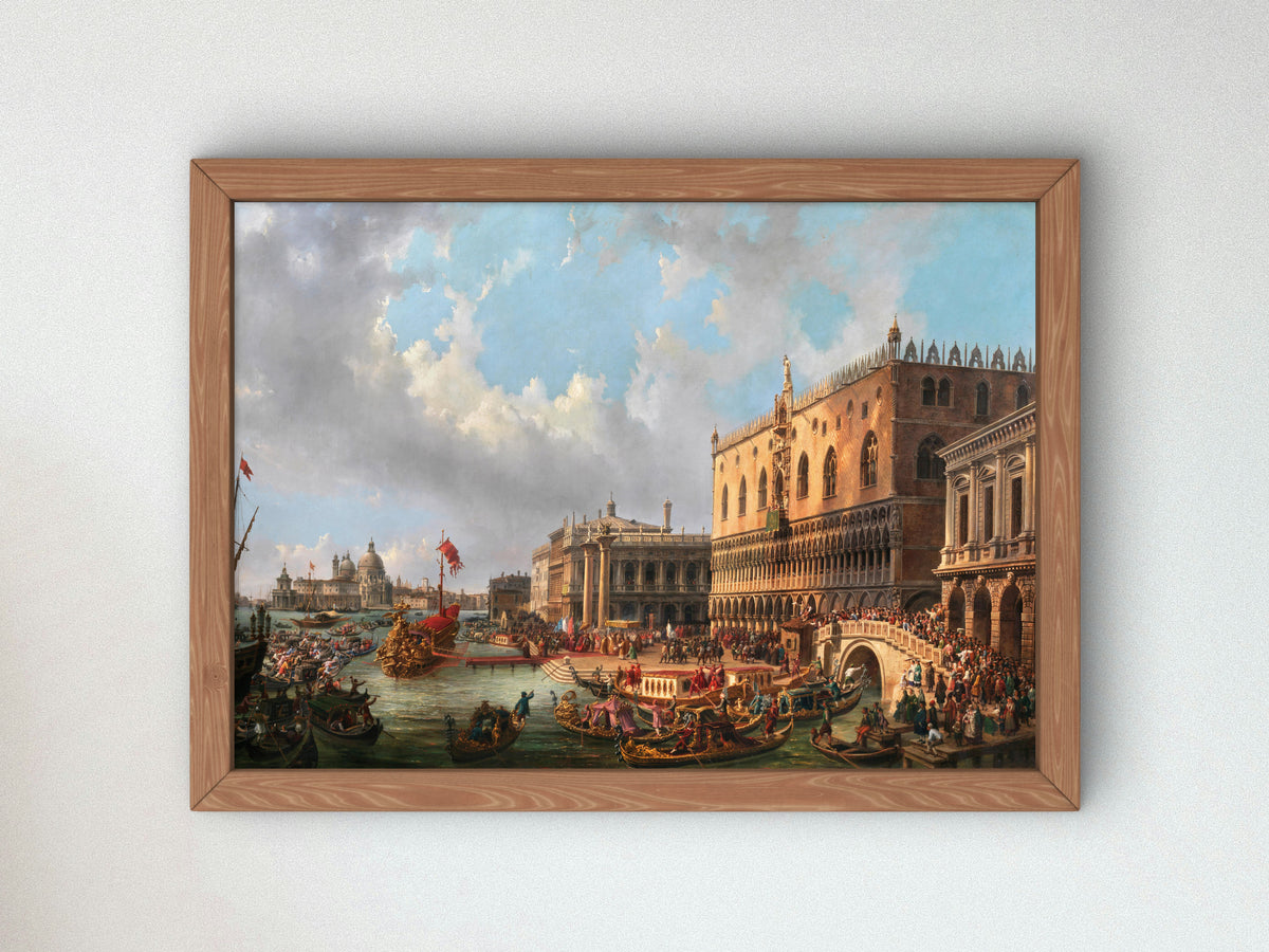 The Blessed Doge Francesco Morosini Leaves Venice to Fight the Turks at the Peloponnese by Luigi Querena 1865, Wall Art Print