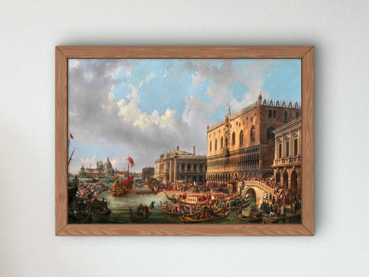 The Blessed Doge Francesco Morosini Leaves Venice to Fight the Turks at the Peloponnese by Luigi Querena 1865, Wall Art Print