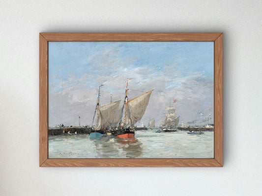 The Jetties High Tide Trouville by Eugène Boudin 1876, Wall Art Print, Fine Art Reproduction, Museum Quality Decor, Poster