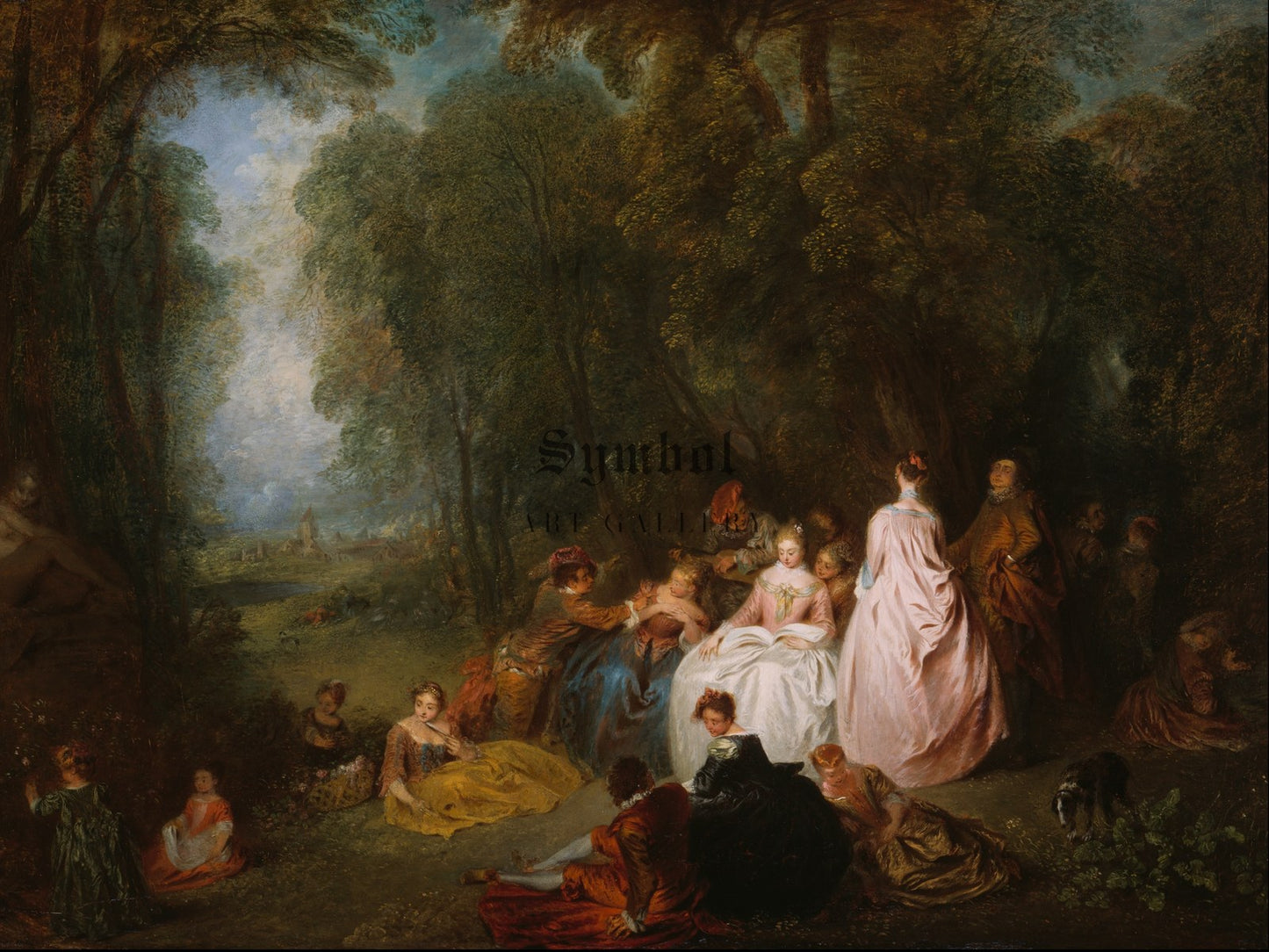 Fête Champêtre by Jean Antoine Watteau 1718, Wall Art Print, Fine Art Reproduction, Museum Quality Decor, Poster