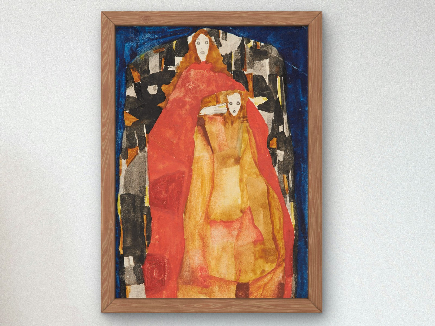 Mother with Child in Red Cloak by Egon Schiele 1911, Wall Art Print, Fine Art Reproduction, Museum Quality Decor, Poster