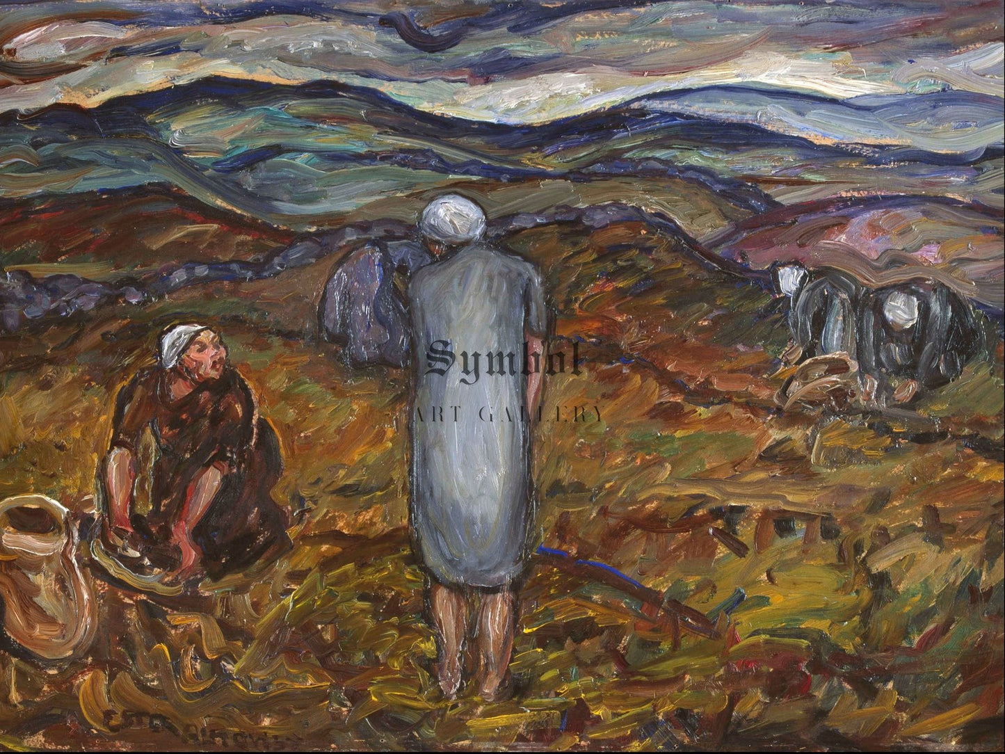 Lingonberry Pickers on the Hallandsåsen by Ester Almqvist 1928, Wall Art Print, Fine Art Reproduction, Museum Quality Decor, Poster