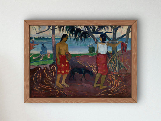 Two Tahitian Women with Mango by Paul Gauguin 1899, Wall Art Print, Fine Art Reproduction, Museum Quality Decor, Poster