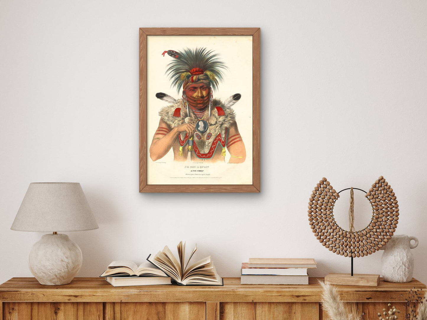 Ne Sou A Quoit, A Fox Chief by Charles Bird King 1837, Wall Art Print, Fine Art Reproduction, Museum Quality Decor, Poster