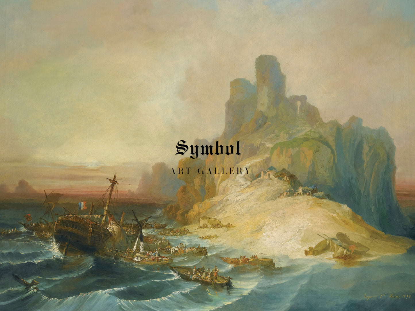 Shipwreck Off the Coast by Eugenio Lucas Velázquez 1855, Wall Art Print, Fine Art Reproduction, Museum Quality Decor, Poster