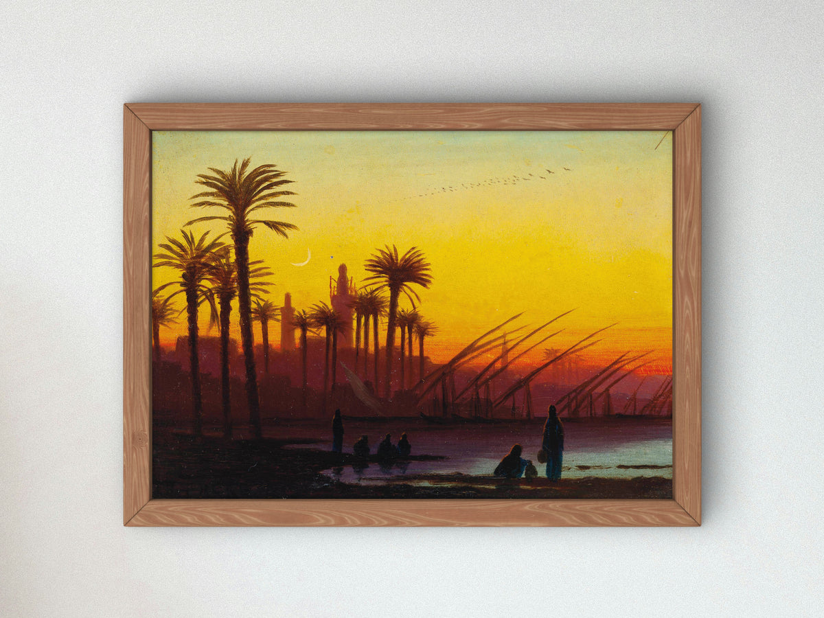 Sunset over the Nile by Charles Théodore Frère, Wall Art Print, Fine Art Reproduction, Museum Quality Decor, Poster