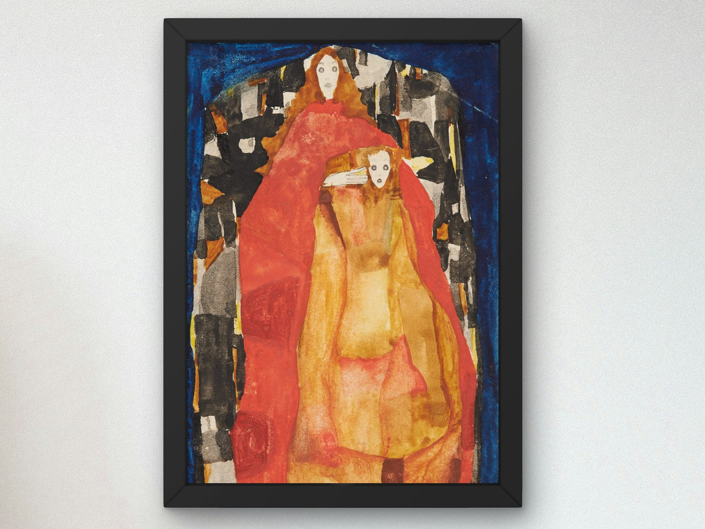 Mother with Child in Red Cloak by Egon Schiele 1911, Wall Art Print, Fine Art Reproduction, Museum Quality Decor, Poster