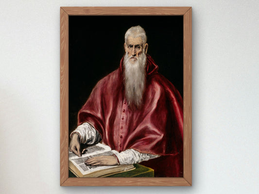 Saint Jerome as Scholar by El Greco 1600, Wall Art Print, Fine Art Reproduction, Museum Quality Decor, Poster