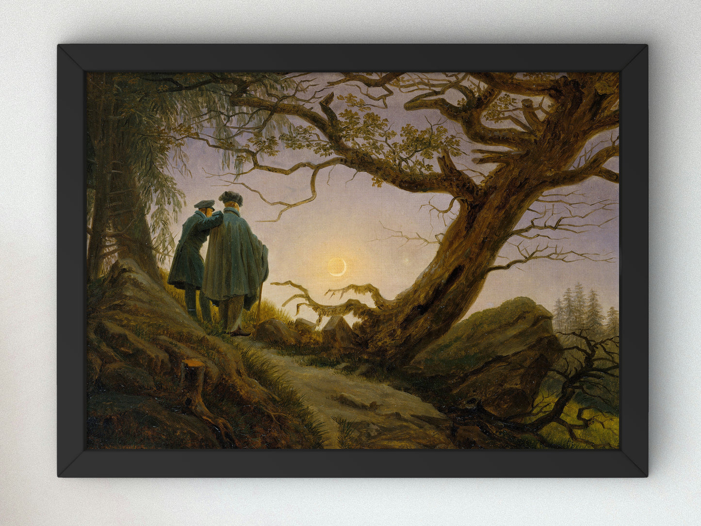 Two Men Contemplating the Moon by Caspar David Friedrich, Wall Art Print, Fine Art Reproduction, Museum Quality Decor, Poster