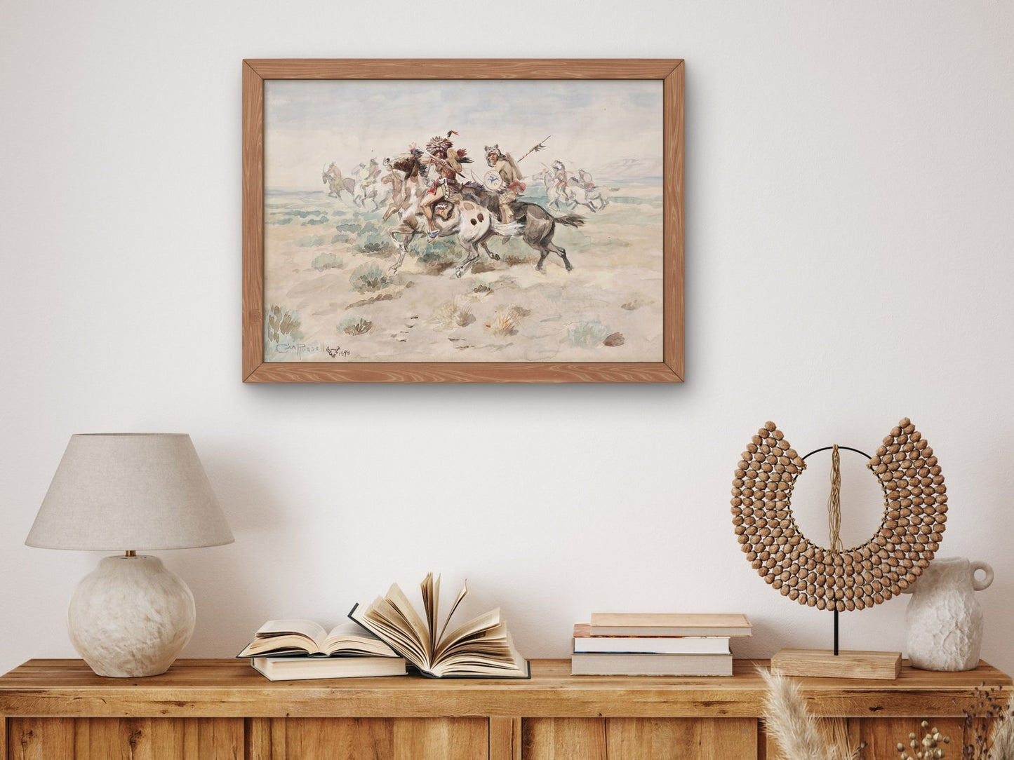Indian Fight by Charles Marion Russell 1898, Wall Art Print, Fine Art Reproduction, Museum Quality Decor, Poster