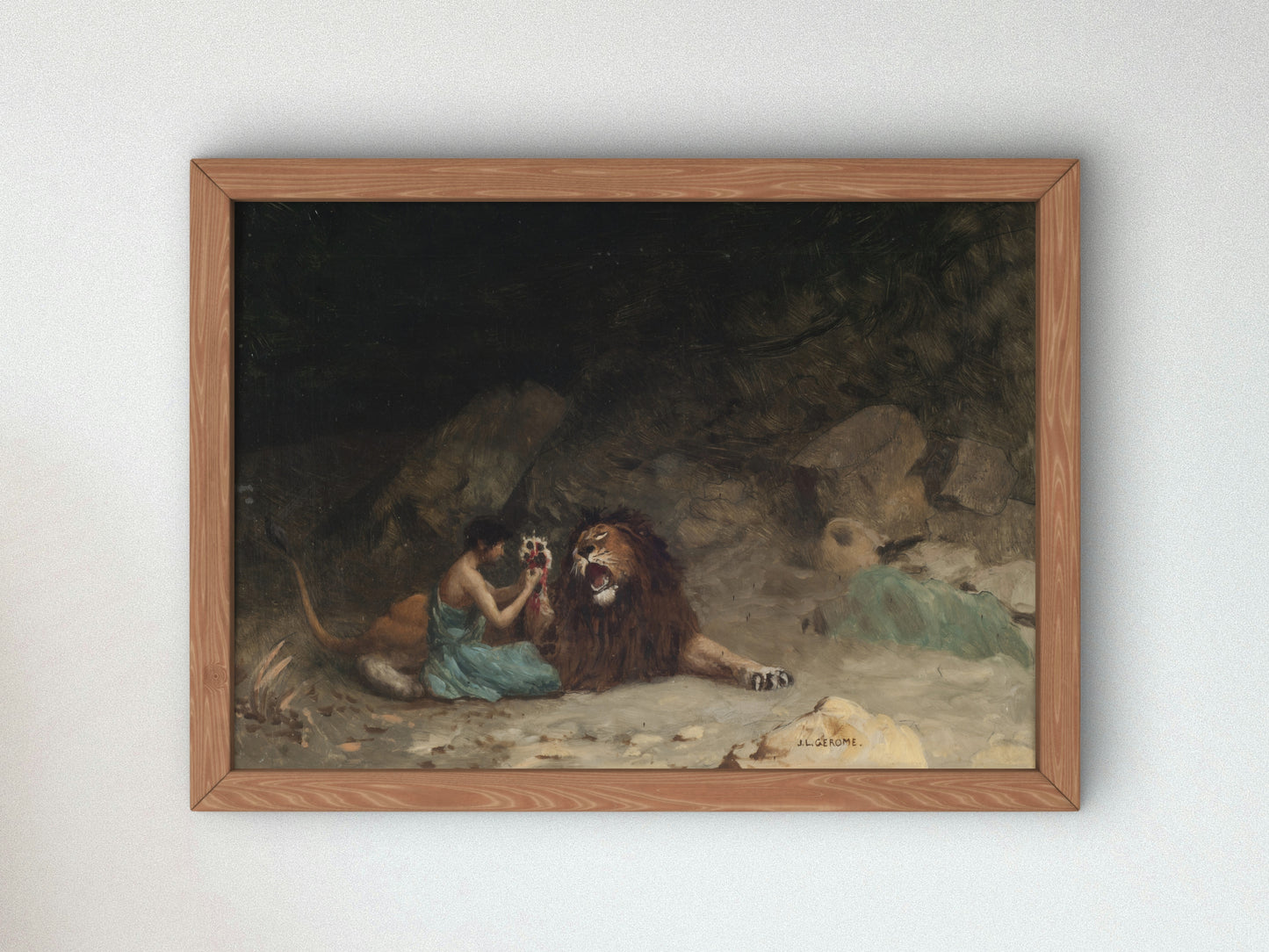 Androcles and the Lion by Jean Léon Gérôme 1874, Wall Art Print, Fine Art Reproduction, Museum Quality Decor, Poster