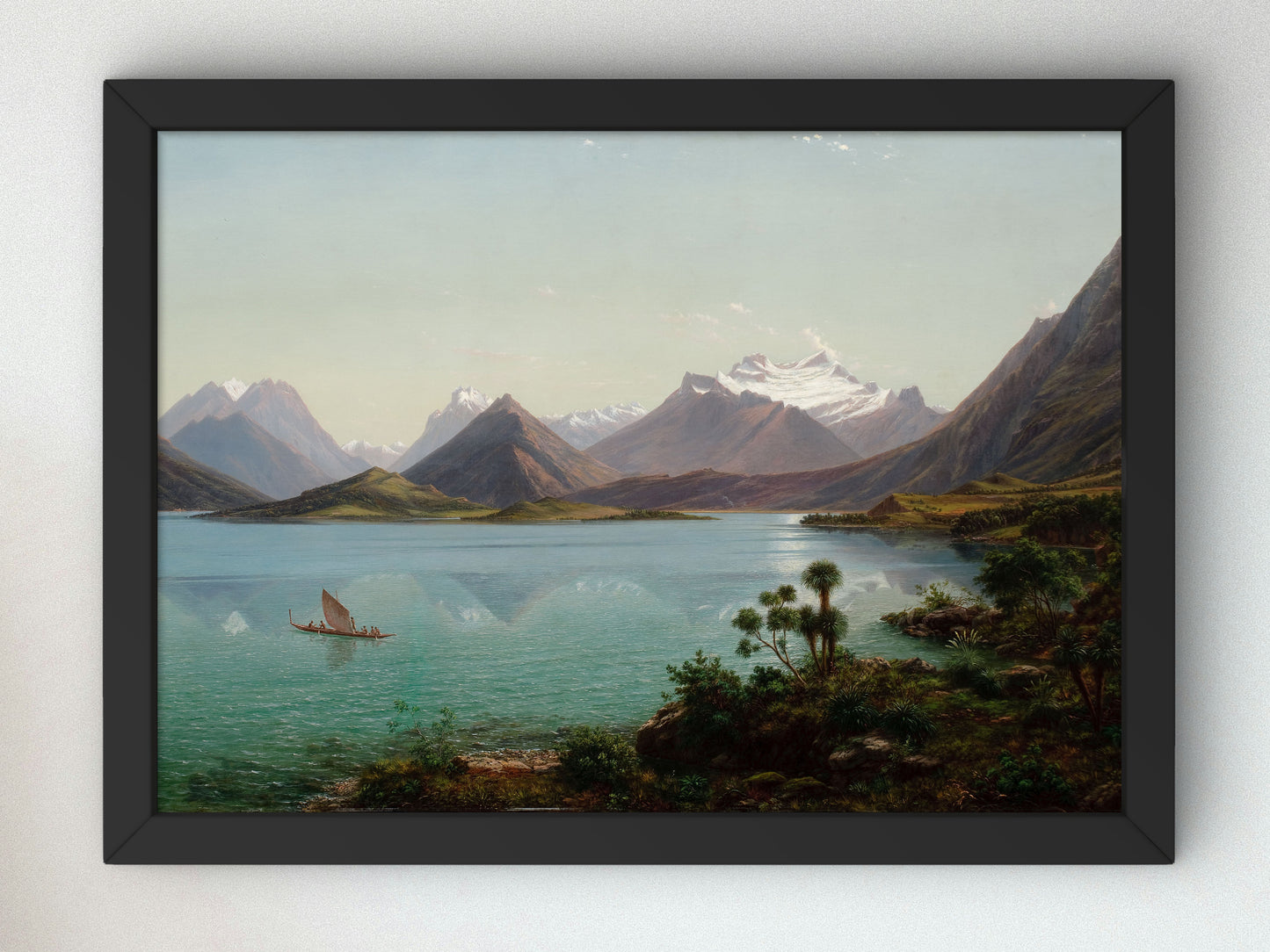 Lake Wakatipu with Mount Earnslaw by Eugene von Guérard 1877, Wall Art Print, Fine Art Reproduction, Museum Quality Decor, Poster