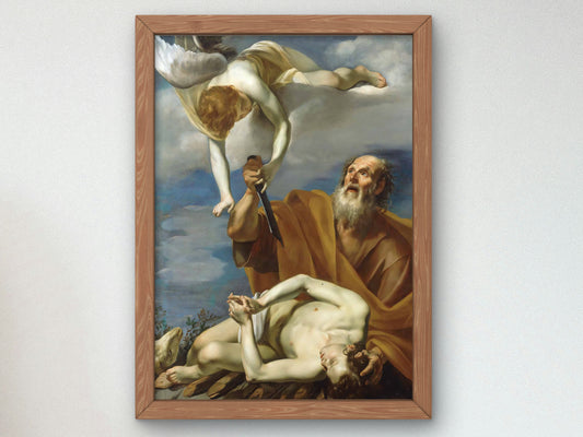 The Sacrifice of Isaac by Orazio Riminaldi, Wall Art Print, Fine Art Reproduction, Museum Quality Decor, Poster