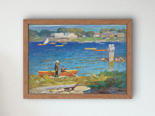 A Days Fishing by Edward Henry Potthast 1923, Wall Art Print, Fine Art Reproduction, Museum Quality Decor, Poster