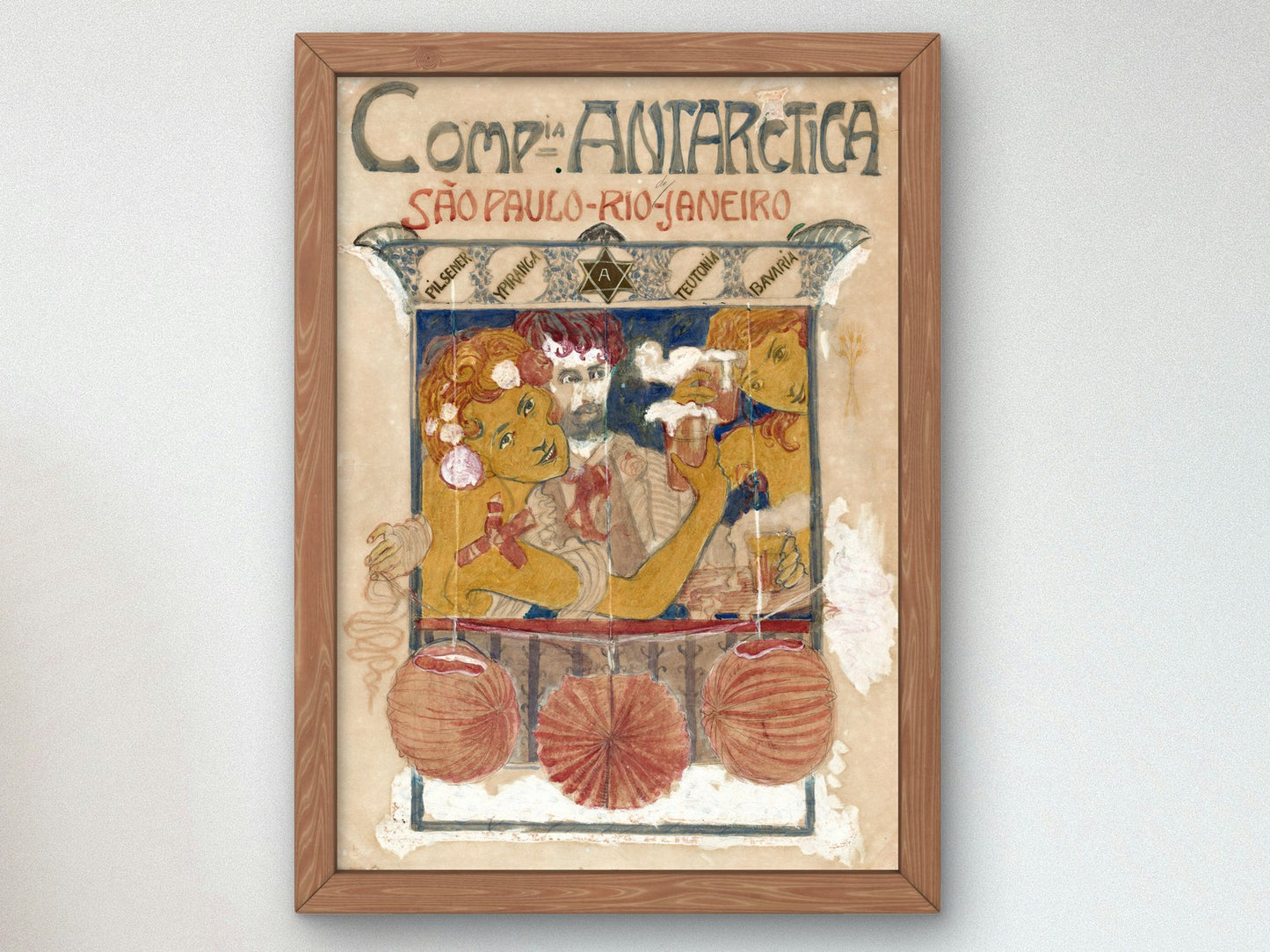 Companhia Antarctica Poster by Eliseu Visconti 1920, Wall Art Print, Fine Art Reproduction, Museum Quality Decor, Poster