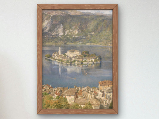 Isola San Giulio Lago d'Orta by Edward John Poynter 1898, Wall Art Print, Fine Art Reproduction, Museum Quality Decor, Poster