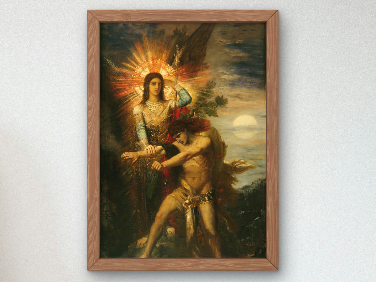 Jacob and the Angel by Gustave Moreau 1874, Wall Art Print, Fine Art Reproduction, Museum Quality Decor, Poster
