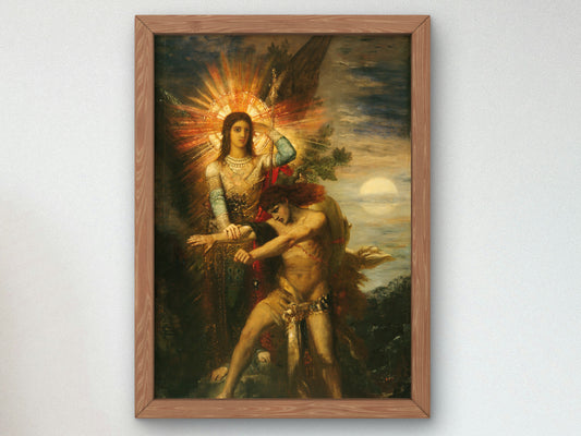 Jacob and the Angel by Gustave Moreau 1874, Wall Art Print, Fine Art Reproduction, Museum Quality Decor, Poster
