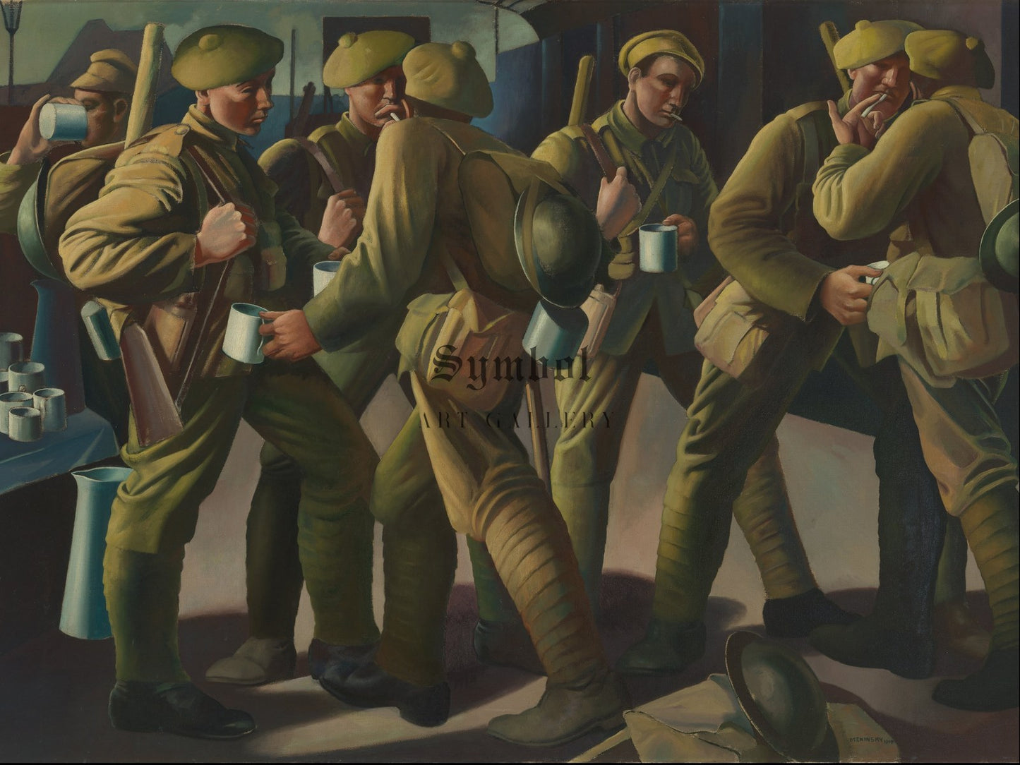 The Arrival of a Leave Train Victoria Station by Bernard Meninsky 1919, Wall Art Print, Fine Art Reproduction, Museum Quality Decor, Poster