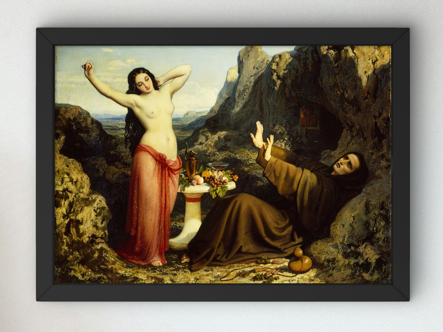 The Temptation of Saint Hilarion by Dominique Louis Papety 1843, Wall Art Print, Fine Art Reproduction, Museum Quality Decor, Poster