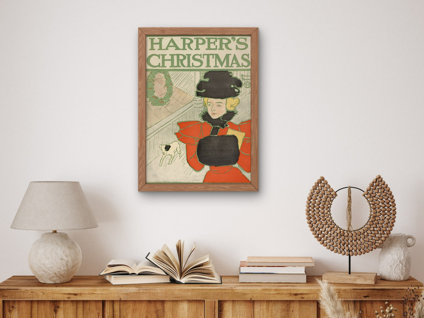 Harper's Christmas by Edward Penfield 1890, Wall Art Print, Fine Art Reproduction, Museum Quality Decor, Poster