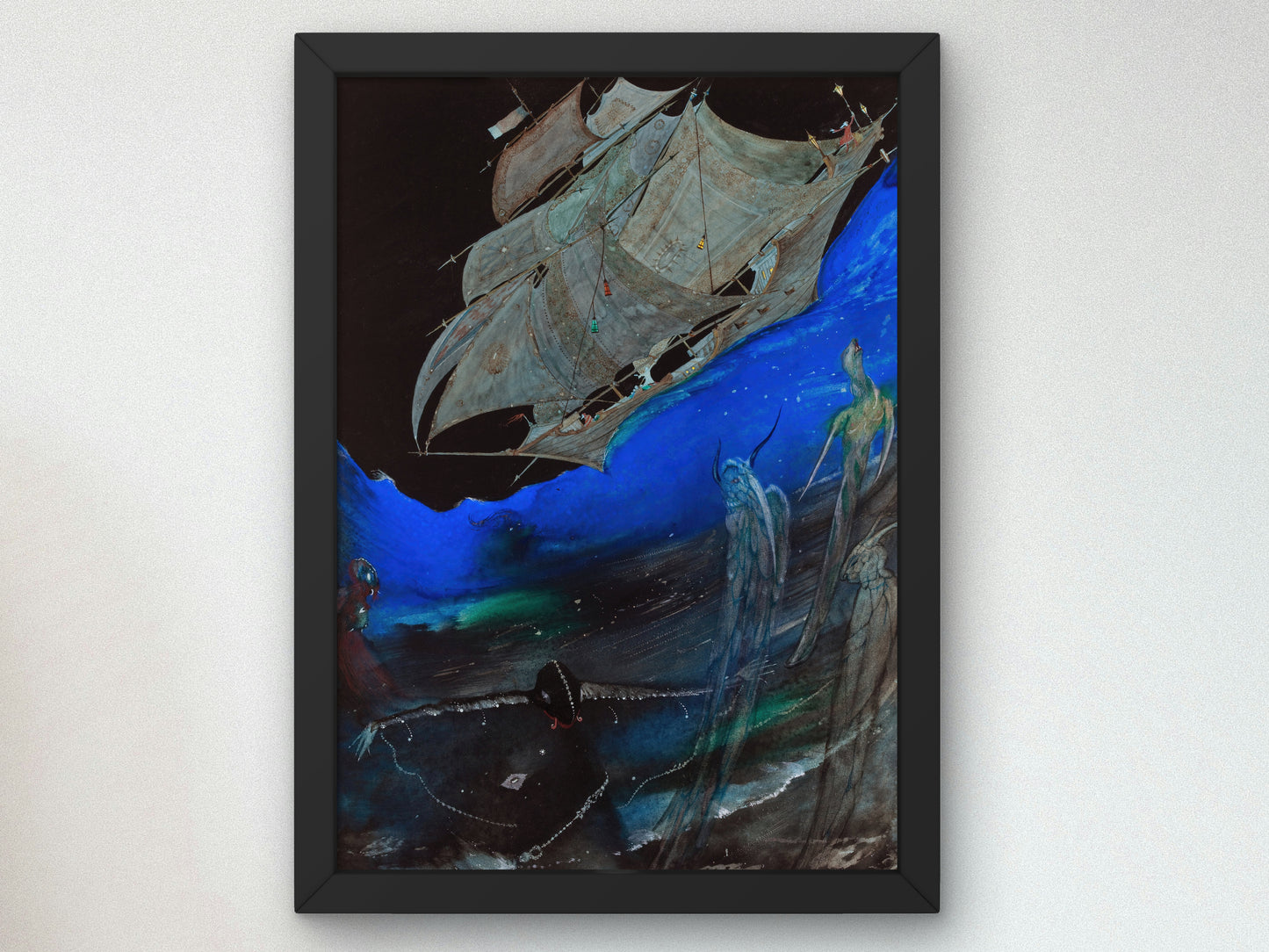 The Ghostly Ship by Harry Clarke 1919, Wall Art Print, Fine Art Reproduction, Museum Quality Decor, Poster