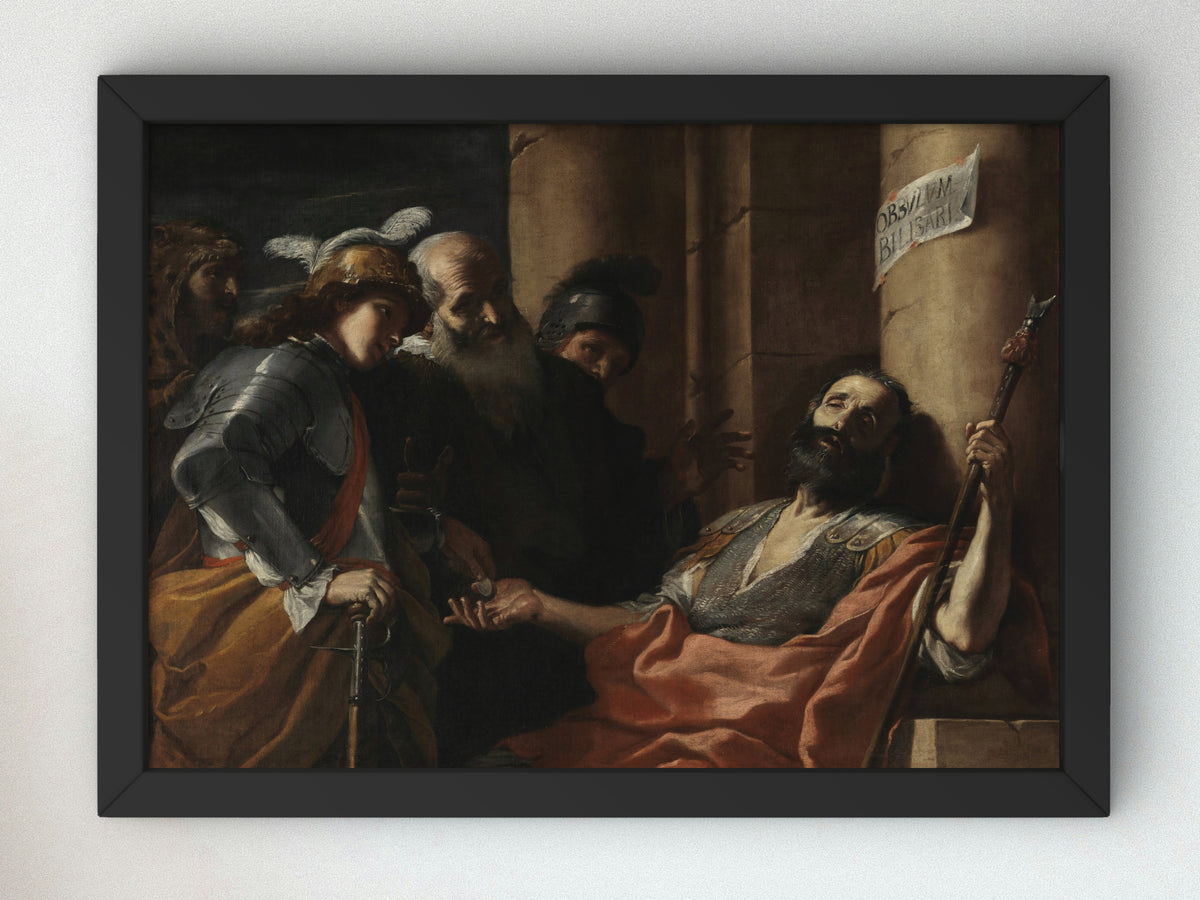 Belisarius Receiving Alms by Mattia Preti 1660, Wall Art Print, Fine Art Reproduction, Museum Quality Decor, Poster