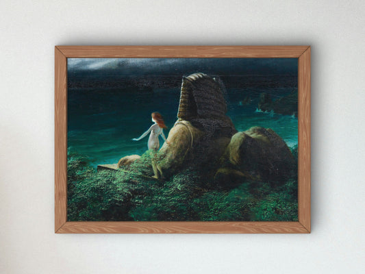 Sphinx with Undine by Karl Wilhelm Diefenbach 1902, Wall Art Print, Fine Art Reproduction, Museum Quality Decor, Poster