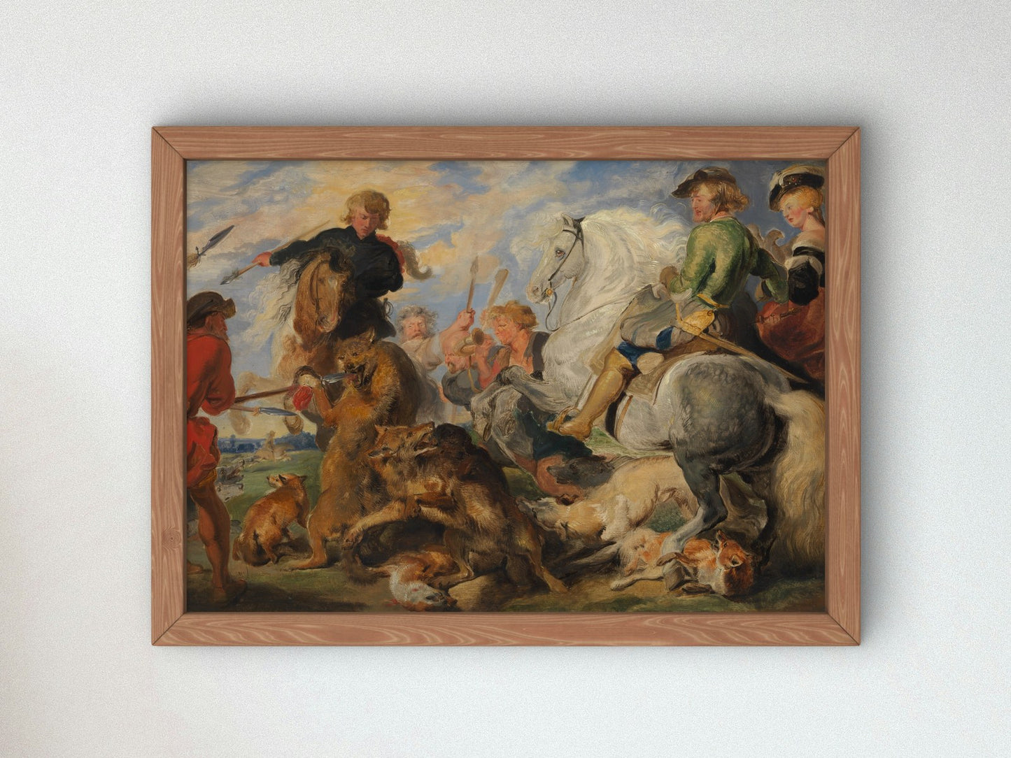Wolf and Fox Hunt by Edwin Landseer 1825, Wall Art Print, Fine Art Reproduction, Museum Quality Decor, Poster