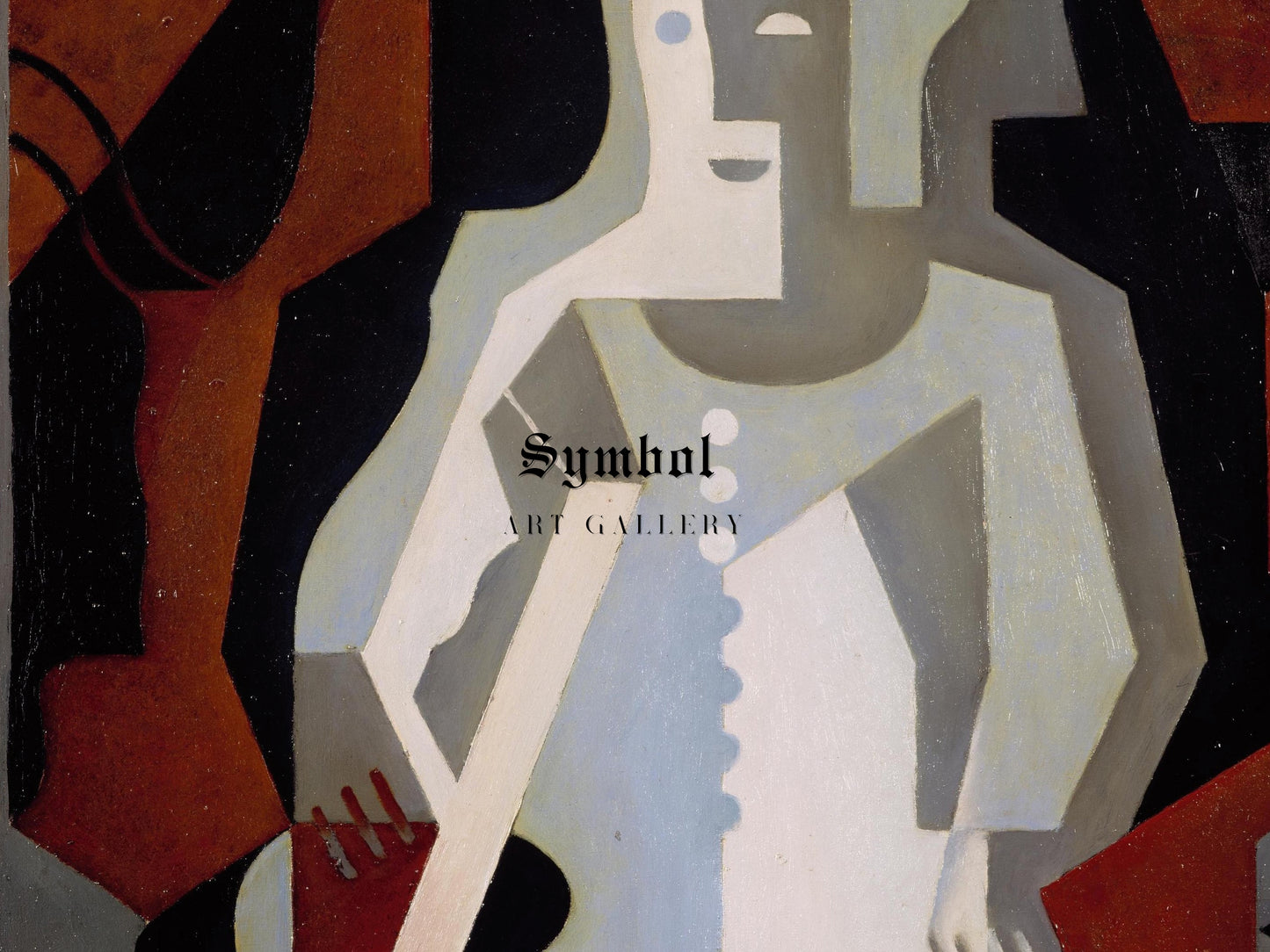 Pierrot with Guitar by Juan Gris 1919, Wall Art Print, Fine Art Reproduction, Museum Quality Decor, Poster