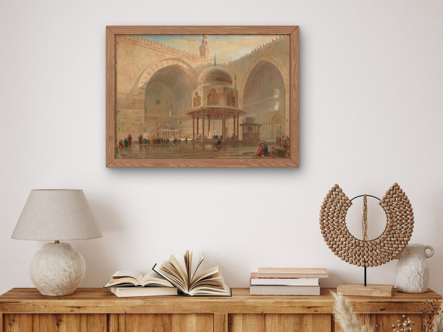 Interior of the Mosque of Sultan Hassan Cairo by Edward Angelo Goodall 1880, Wall Art Print, Fine Art Reproduction, Museum Quality Decor