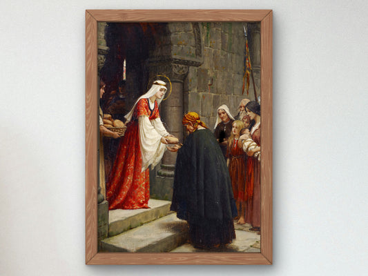 The Charity of Saint Elizabeth of Hungary by Edmund Blair Leighton, Wall Art Print, Fine Art Reproduction, Museum Quality Decor, Poster