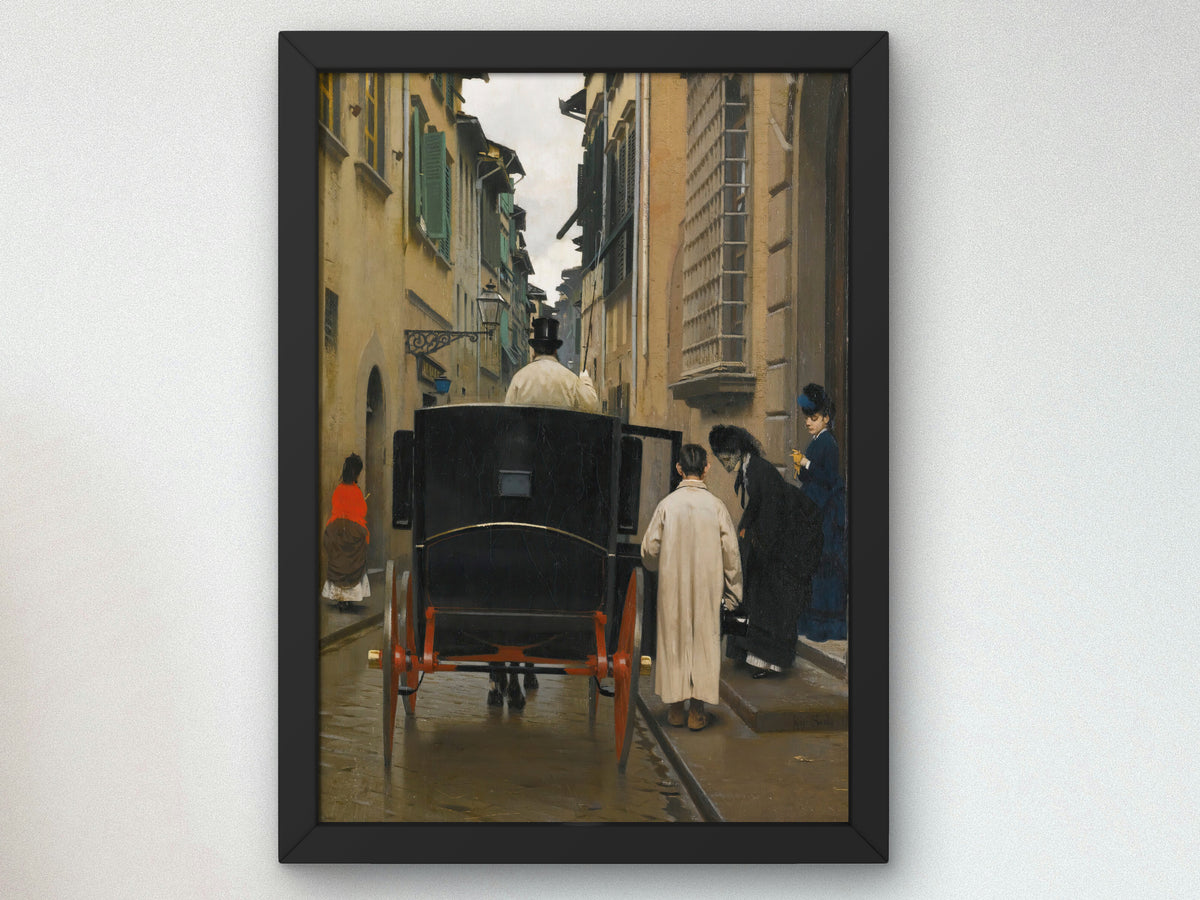 Boarding the Carriage Rome by Raffaello Sorbi 1872, Wall Art Print, Fine Art Reproduction, Museum Quality Decor, Poster