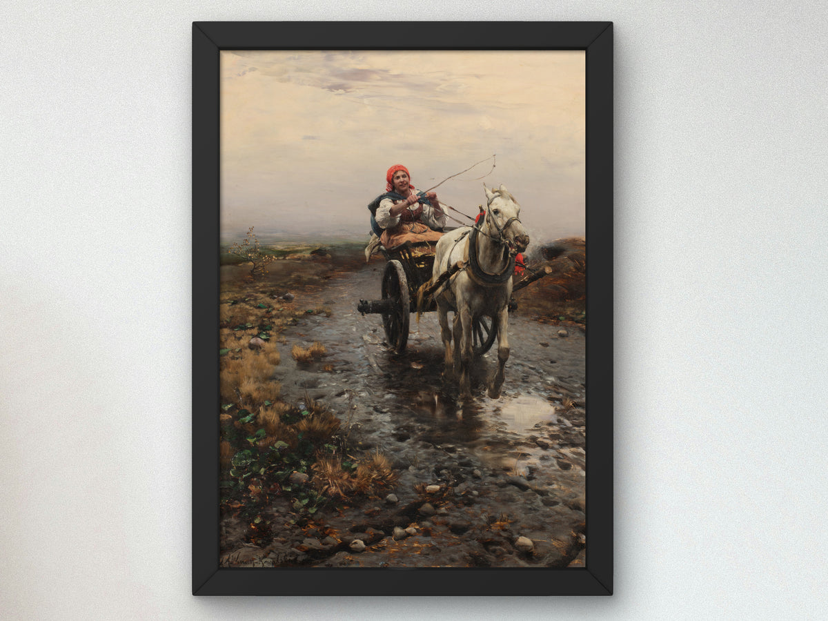 Peasant Riding a Cart by Alfred von Wierusz Kowalski, Wall Art Print, Fine Art Reproduction, Museum Quality Decor, Poster