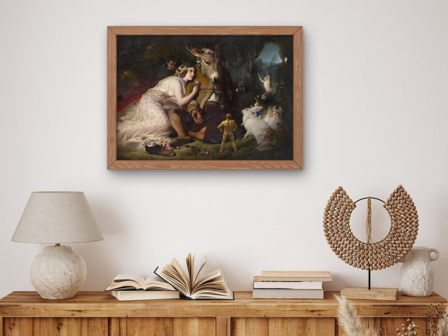 Scene from a Midsummer Night's Dream. Titania and Bottom by Edwin Henry Landseer 1851, Wall Art Print, Fine Art Reproduction, Museum Quality
