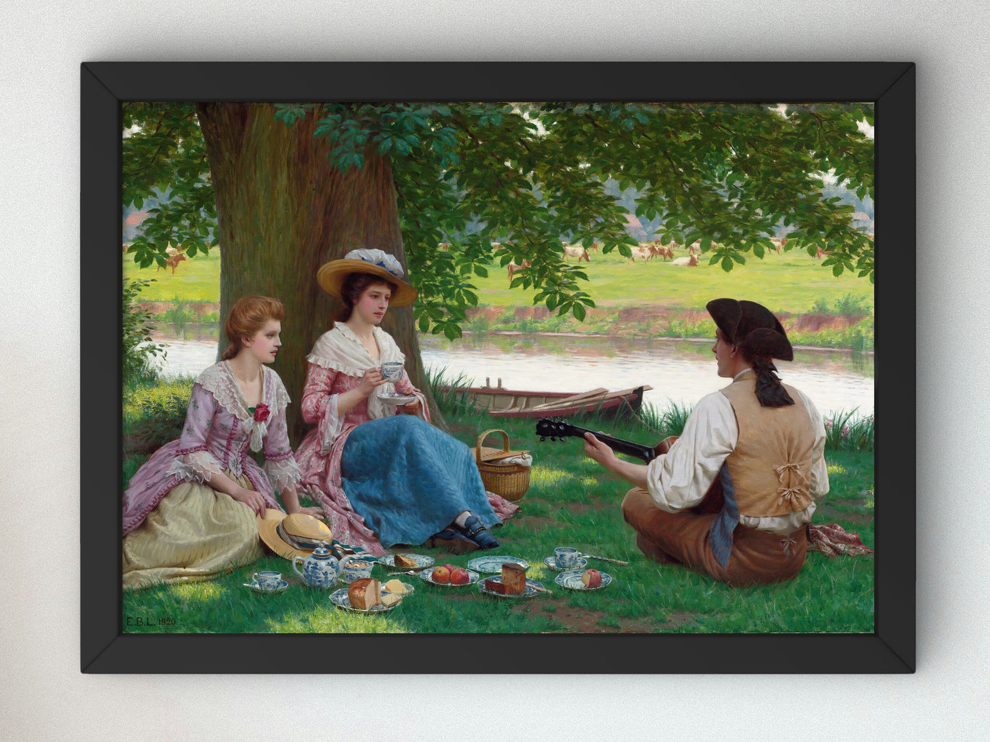 A Picnic Party by Edmund Blair Leighton 1920, Wall Art Print, Fine Art Reproduction, Museum Quality Decor, Poster