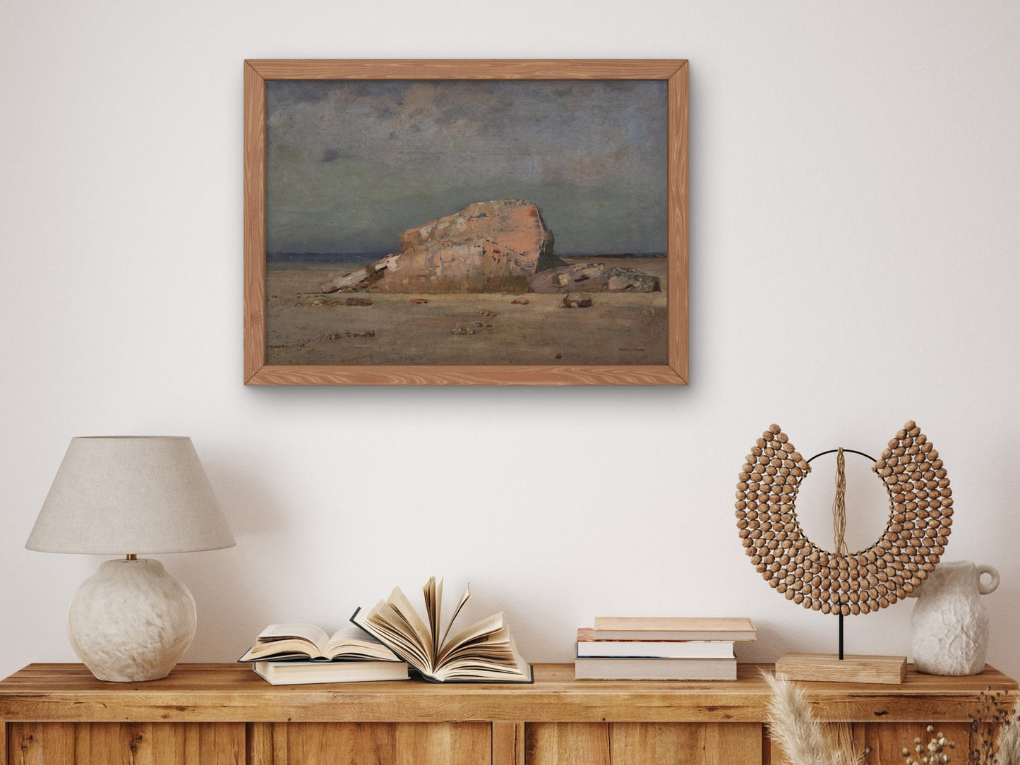 The Pink Rock by Odilon Redon 1880, Wall Art Print, Fine Art Reproduction, Museum Quality Decor, Poster